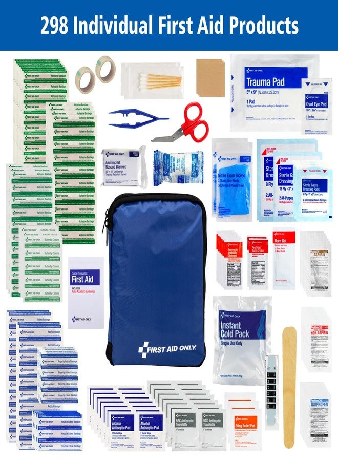 First Aid Only 298 Piece All-Purpose Emergency First Aid Kit for Home, Office, Car, Apartment, Dorm, and Camping, Travel-Friendly Compact Pouch Fits in Backpacks, Suitcases, Cabinets, and Drawers - Image 3